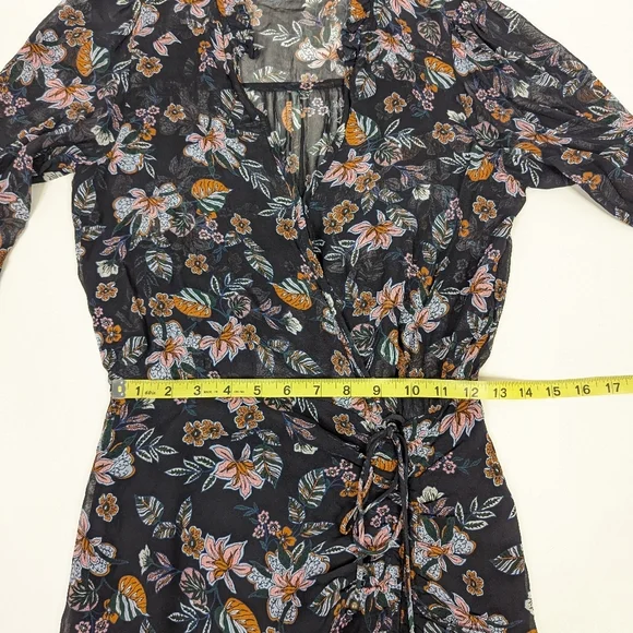 Veronica Beard Shaia Floral Ruched Asymmetrical Midi Dress Black Size 0 - Picture 11 of 11